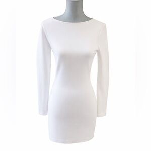 Bare Anthology White Long Sleeve Bodycon Mini Dress